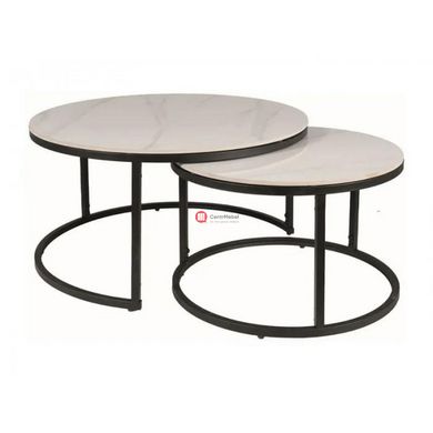 CentrMebel | Комплект журнальних столів круглих керамічних FERRANTE C Сірий мармур 4