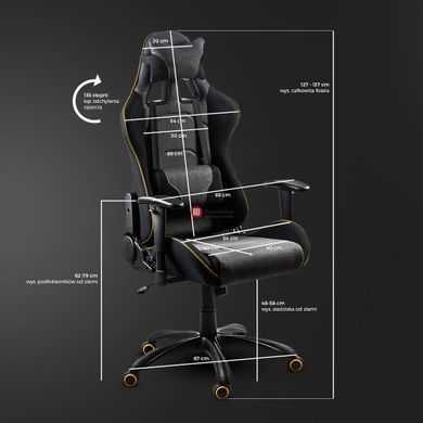 CentrMebel | Крісло геймерське EVOLVE PRO Gaming (сірий, чорний) 11