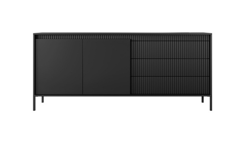 CentrMebel | Комод двухдверный с ящиками для гостинной KSZ187 SENSO (черный) 1