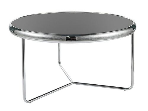 CentrMebel | Журнальний столик скляний з металом діаметр74 SCARLET (Чорний/Хром) 1