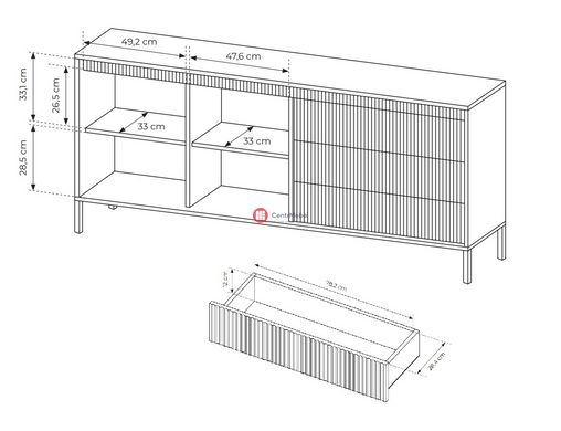 CentrMebel | Комод двухдверный с ящиками для гостинной KSZ187 SENSO (черный) 6