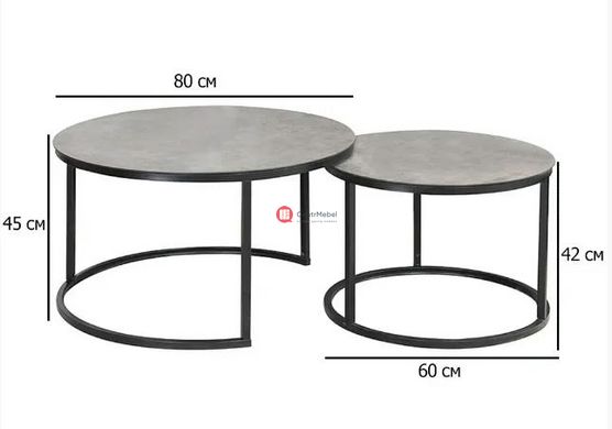 CentrMebel | Комплект журнальних столів круглих керамічних FERRANTE C Сірий мармур 3