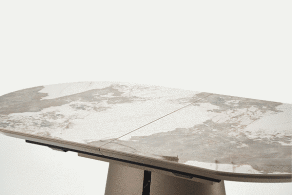 CentrMebel | Стіл обідній розкладний овальний кераміка 160(200)х90 ROBINSON (бежевий мармур) 18
