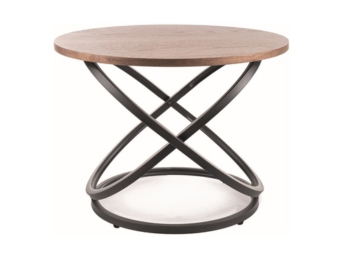 CentrMebel | Журнальний столик дерев'яний з металом діаметр 60 EOS D (Горіх/Чорний) 1