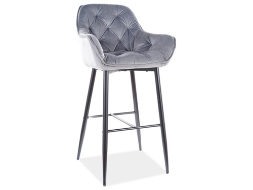 CentrMebel | Барний стілець CHERRY H-1 VELVET (сірий) BLUVEL 14 1