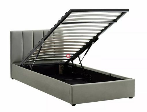 CentrMebel | Ліжко односпальне велюрове з підйомним механізмом 90x200 Montreal Velvet (сірий) 2