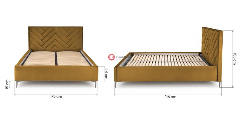 CentrMebel | Ліжко двоспальне з підйомним механізмом MODULO 160x200 (жовтий) 11