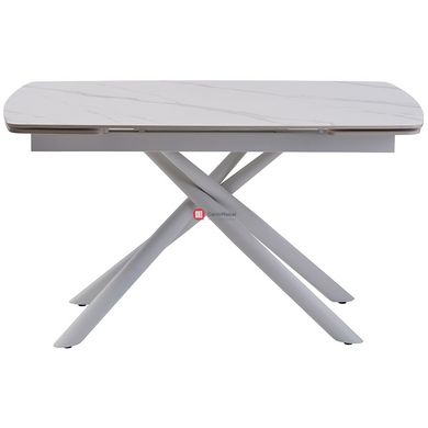 CentrMebel | Стол обеденный прямоугольный раскладной керамический Palermo White Marble 140(200)х90 (белый мрамор) 3