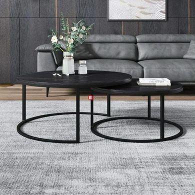 CentrMebel | Комплект журнальних столів круглих керамічних FERRANTE D Чорний мармур 3