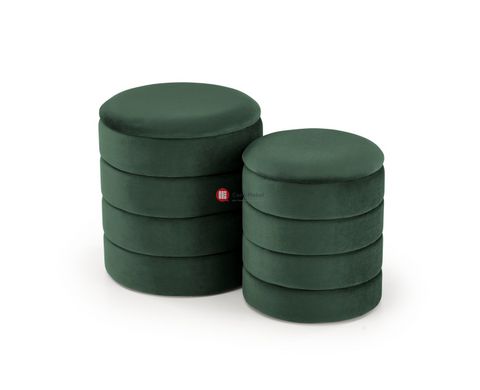 CentrMebel | Комплект пуфов бархатных с отделом для хранения PACHO (темно-зеленый) 1