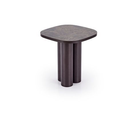 CentrMebel | Стіл журнальний круглий з МДФ CORDINA S (коричневий мармур) 1