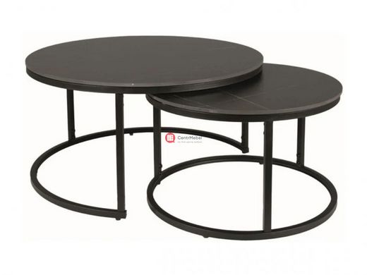 CentrMebel | Комплект журнальних столів круглих керамічних FERRANTE D Чорний мармур 2