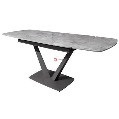 CentrMebel | Стіл обідній прямокутний розкладний керамічний Elvi Grey Stone 120(180)х80 (сірий мармур) 2