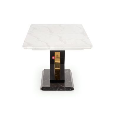 CentrMebel | Стол обеденный VINCENZO 160 раскладной (белый мрамор/черный/золотой) 6