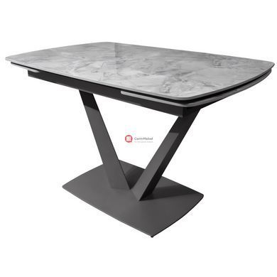 CentrMebel | Стіл обідній прямокутний розкладний керамічний Elvi Grey Stone 120(180)х80 (сірий мармур) 3