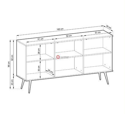 CentrMebel | Комод тридверний ORO MDF Білий/Золотий каркас 4