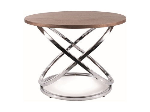 CentrMebel | Журнальний столик дерев'яний з металом діаметр 60 EOS D (Горіх/Хром) 1