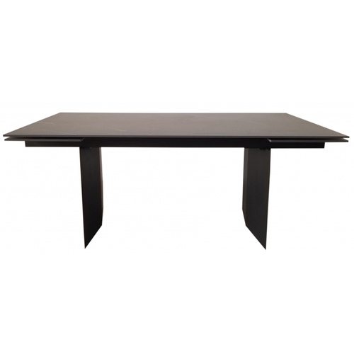 CentrMebel | Стіл обідній прямокутний розкладний керамічний Real Black Marble 180(260)х90 (чорний мармур) 1