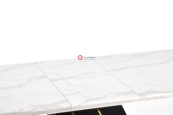 CentrMebel | Стол обеденный VINCENZO 160 раскладной (белый мрамор/черный/золотой) 5