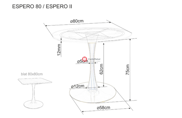 CentrMebel | Стіл обідній квадратний кераміка+метал 80х80 ESPERO II (Чорний матовий/Чорний) 4