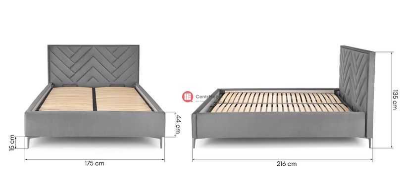 CentrMebel | Ліжко двоспальне з підйомним механізмом MODULO 160x200 (сірий) 9