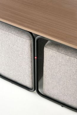 CentrMebel | Комплект PAMPA, Журнальный стол + 2 пуфа (орех/черный, серый) 3