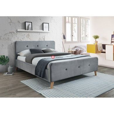 CentrMebel | Кровать Malmo Velvet 160 Серый 1