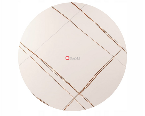 CentrMebel | Стіл обідній круглий кераміка+метал діаметр 80 ESPERO (Білий матовий/Чорний) 2