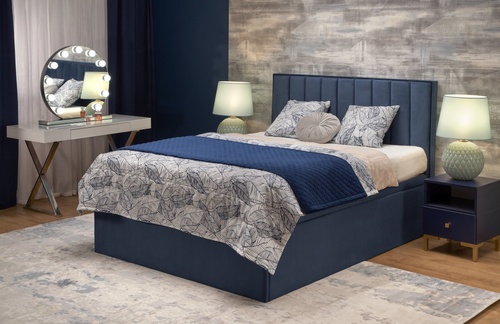 CentrMebel | Двоспальне ліжко в тканині з підйомним механізмом ASENTO 160x200 (синій) 1