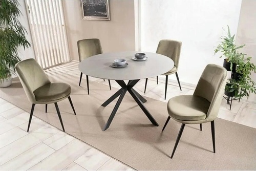 CentrMebel | Стол обеденный нераскладной керамический круглый TALIA Ø 120 серый мрамор 1