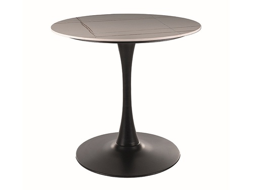 CentrMebel | Стіл обідній круглий кераміка+метал діаметр 80 ESPERO (Білий матовий/Чорний) 1