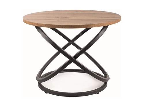 CentrMebel | Журнальный столик деревянный с металлом диаметр 60 EOS D (Дуб артизан/Черный) 1
