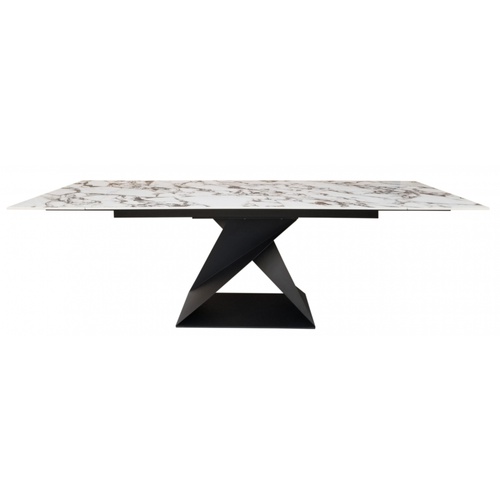 CentrMebel | Стол обеденный прямоугольный раскладной керамический Rio Bianco Rosso 160(240)х90 (белый мрамор) 1