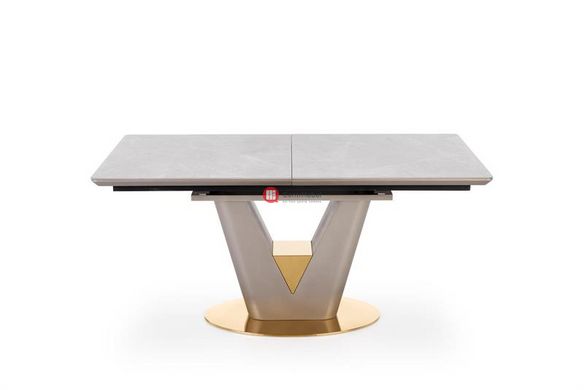 CentrMebel | Стол обеденный VALENTINO 160 раскладной (светло-серый/золотой) 5