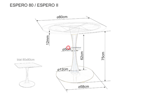 CentrMebel | Стіл обідній круглий кераміка+метал діаметр 80 ESPERO (Білий матовий/Чорний) 4