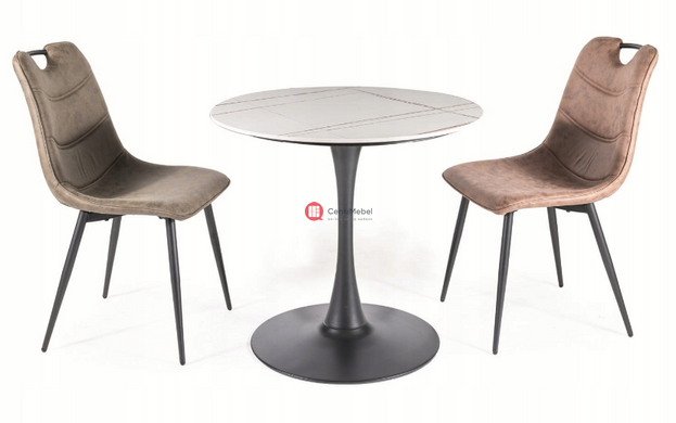 CentrMebel | Стол обеденный круглый керамика+металл диаметр 80 ESPERO (Белый матовый/Черный) 3