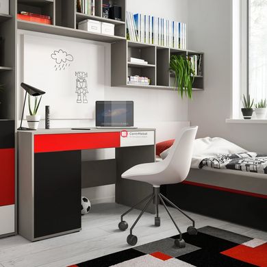 CentrMebel | Стол письменный LASER (серый/черный/белый/красный) 3