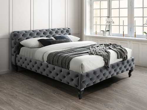 CentrMebel | Кровать двуспальная HERRERA VELVET 160X200 (серый) BLUVEL 14 1