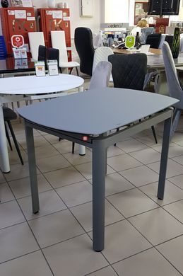 CentrMebel | Стіл обідній розкладний скляний сірий сатин DAOSUN DT 8109 5