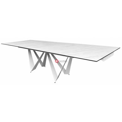 CentrMebel | Стол обеденный прямоугольный раскладной керамический Fjord Silver Shadow 200(300)х100 (белый мрамор) 4