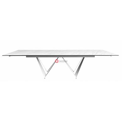 CentrMebel | Стол обеденный прямоугольный раскладной керамический Fjord Silver Shadow 200(300)х100 (белый мрамор) 3
