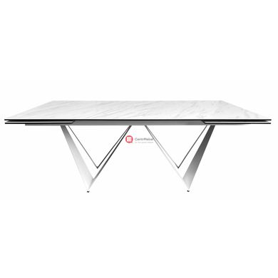 CentrMebel | Стол обеденный прямоугольный раскладной керамический Fjord Silver Shadow 200(300)х100 (белый мрамор) 2