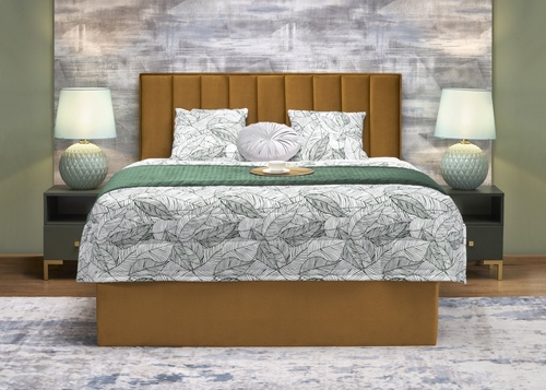 CentrMebel | Двоспальне ліжко в тканині з підйомним механізмом ASENTO 160x200 (жовтий) 1