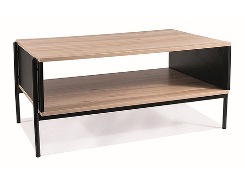 CentrMebel | Журнальный столик деревянный с металлом 90X60X41 KARINA A (Дуб/Черный матовый) 1