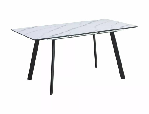 CentrMebel | Стол обеденный прямоугольный раскладной из МДФ и натурального шпона Bari 120(160)х80 (белый мрамор) 1