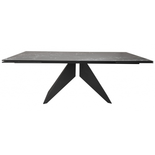 CentrMebel | Стол обеденный прямоугольный раскладной керамический Sapphire Black Marble 200(300)х100 (черный мрамор) 1