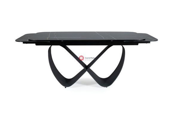 CentrMebel | Стол обеденный раскладной керамический INFINITY CERAMIC 160(240)х95 (черный мрамор) 2